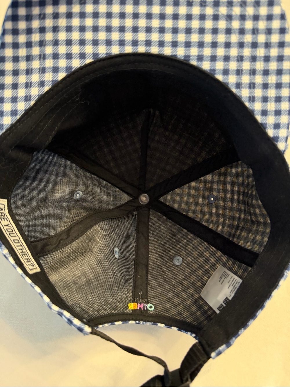 NWT! “I am Other” Pharrell Williams Blue & White Gingham Adjustable Baseball Hat - Picture 4 of 7